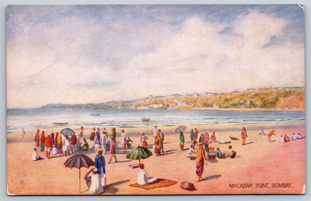Antique Tuck's Oilette Postcard Malabar Point Bombay India Wide Wide World 8926